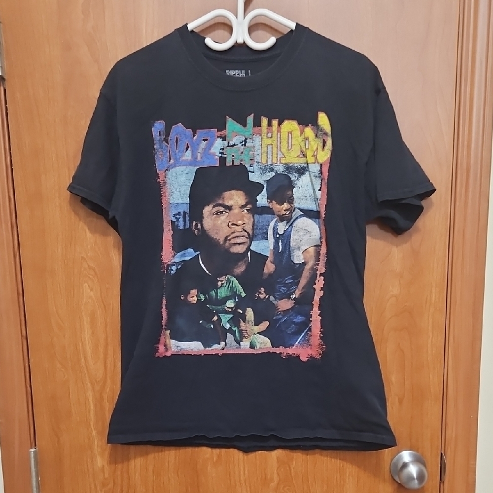 Black Graphic T-Shirt with Colorful Print